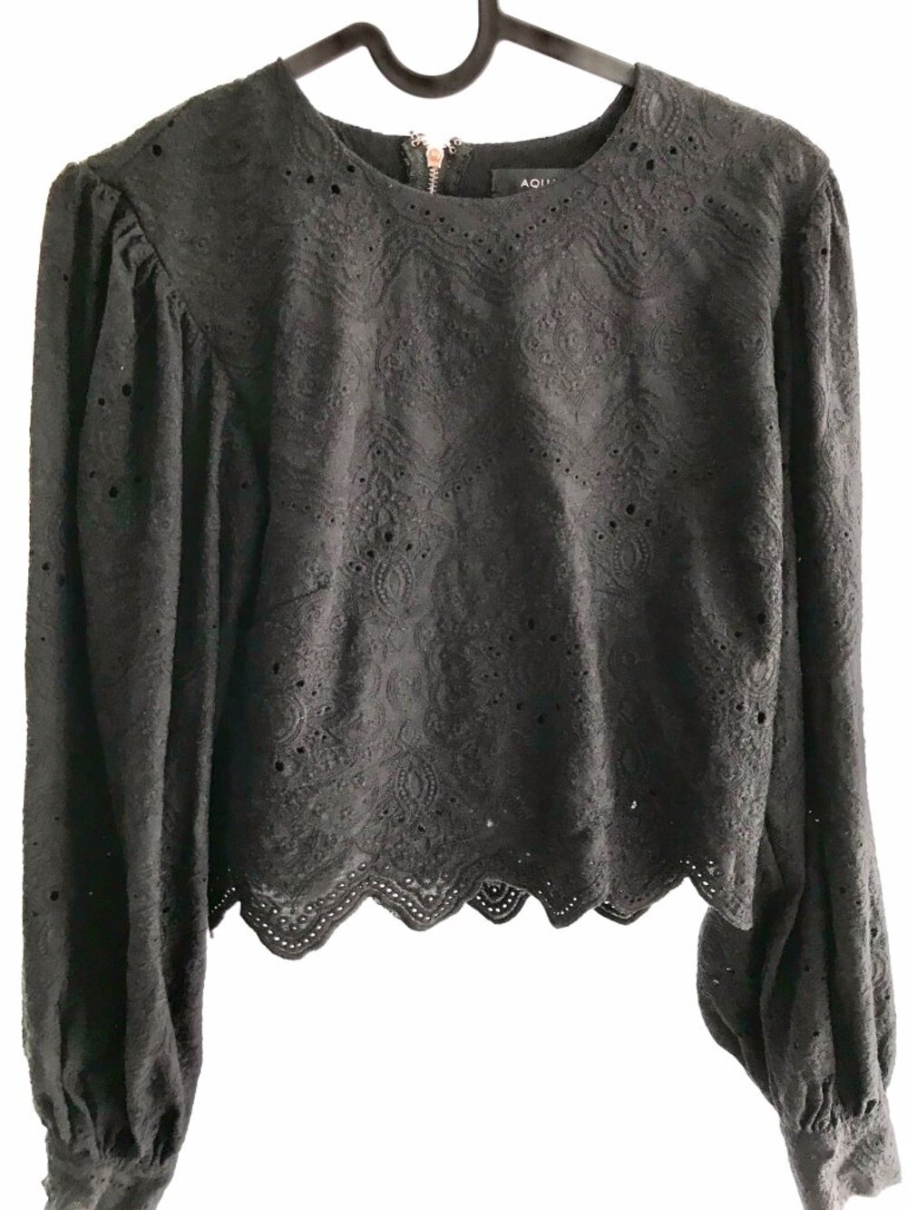 Aqua Black Embroidered Top